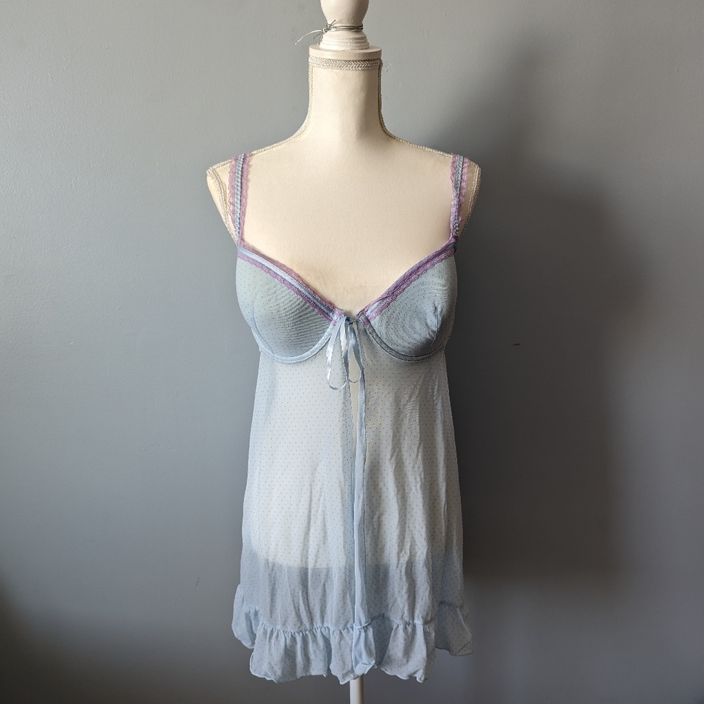 Padded blue and purple babydoll slip dress